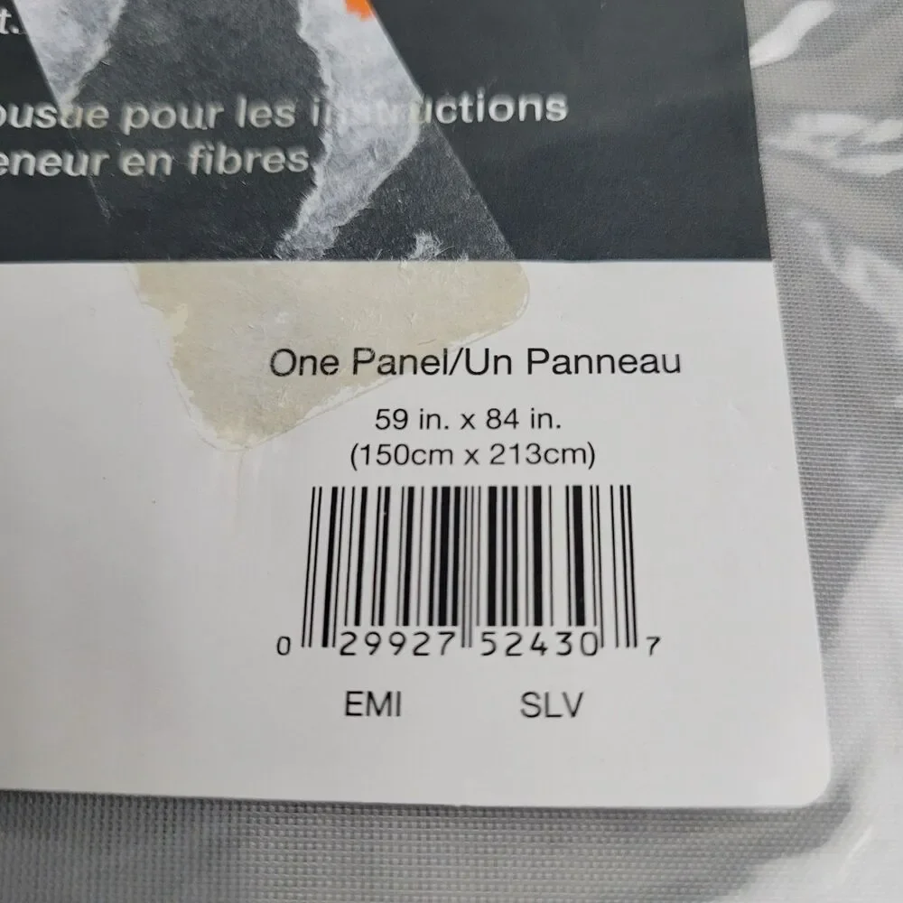 No. 918 Juliette Voile Sheer Rod Pocket SINGLE Curtain Panel 59x84'' Silver #BT1